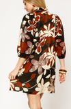 Abstract Floral A-Line Dress (S-L)