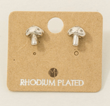 Gold Plated Mushroom Stud Earrings - Silver or Gold