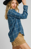Washed Utility Shirt Jacket - Medium Blue Plaid (S-L)