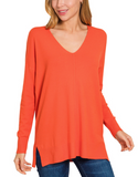 Viscose Front Seam Sweater - Orange or Bone (S/M, L/XL)