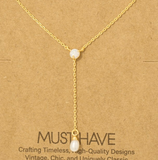 Opal and Pearl Y-Chain Necklace - Gold or Silver