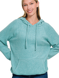 Brushed Hacci Hoodie - Dusty Teal (S-L)