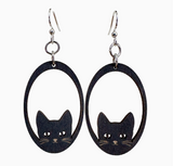 Sneaky Cat Earrings - Black