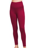 Microfiber Leggings with Pockets - Dark Burgundy, Dark Olive or Brown (S-XL)