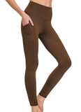 Microfiber Leggings with Pockets - Dark Burgundy, Dark Olive or Brown (S-XL)