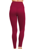 Microfiber Leggings with Pockets - Dark Burgundy, Dark Olive or Brown (S-XL)