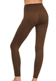 Microfiber Leggings with Pockets - Dark Burgundy, Dark Olive or Brown (S-XL)