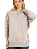 Mineral Washed Pullover - Ash Mocha (S, M)
