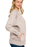 Mineral Washed Pullover - Ash Mocha (S, M)