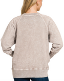 Mineral Washed Pullover - Ash Mocha (S, M)