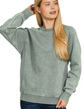Acid Wash Fleece Sweatshirt - Ash Jade (S-L)
