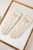 Gold Trim Bow Knot Gloves - Black, Ivory or Taupe