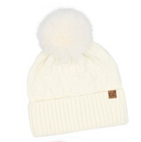 CC Woven Texture Beanie - Ivory