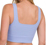 Ribbed Square Neck Cropped Cami - White, Black, Sand Beige (S/M or L/XL)