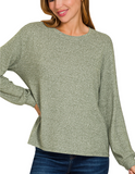 Hacci Round Neck Long Sleeve Shirt - Multiple Colors (S-3X)