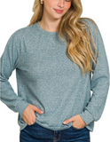 Hacci Round Neck Long Sleeve Shirt - Multiple Colors (S-3X)