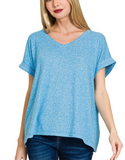 Hacci Melange Short Sleeve V-Neck Tee - Multiple Colors (S-L)