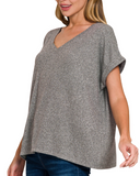 Hacci Melange Short Sleeve V-Neck Tee - Multiple Colors (S-L)