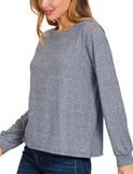 Hacci Round Neck Long Sleeve Shirt - Multiple Colors (S-3X)