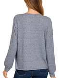 Hacci Round Neck Long Sleeve Shirt - Multiple Colors (S-3X)