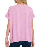 Hacci Melange Round Neck Short Sleeve Tee - Multiple Colors (S-L)