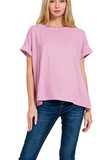 Hacci Melange Round Neck Short Sleeve Tee - Multiple Colors (S-L)
