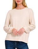 Hacci Round Neck Long Sleeve Shirt - Multiple Colors (S-3X)