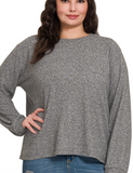 Hacci Round Neck Long Sleeve Shirt - Multiple Colors (S-3X)