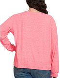 Hacci Round Neck Long Sleeve Shirt - Multiple Colors (S-3X)