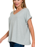Hacci Melange Short Sleeve V-Neck Tee - Multiple Colors (S-L)