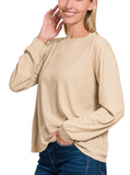 Hacci Round Neck Long Sleeve Shirt - Multiple Colors (S-3X)