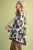 Floral 3/4 Sleeve Boho Blouse (L)
