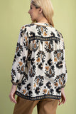 Floral 3/4 Sleeve Boho Blouse (L)