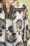Floral 3/4 Sleeve Boho Blouse (L)