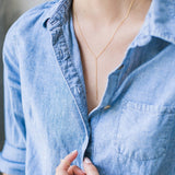 Whisper Thin Lariat Bar Necklace - Gold or Silver