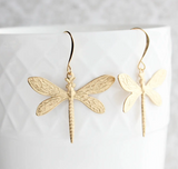 Dragonfly Earrings - Gold Brass
