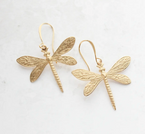 Dragonfly Earrings - Gold Brass