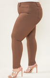 Mid-Rise Stretch Colored Skinny Jean - Walnut (2X, 3X)