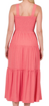 Smocked Tiered Sleeveless Midi Dress - Mocha (L, XL)