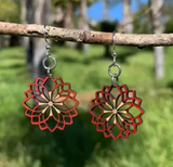 Dahlia Flower Blossom Wood Earrings