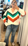 Chevron Pullover - Ivory/Green/Rust (S-XL)