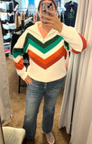 Chevron Pullover - Ivory/Green/Rust (S-XL)