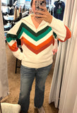 Chevron Pullover - Ivory/Green/Rust (S-XL)