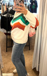 Chevron Pullover - Ivory/Green/Rust (S-XL)