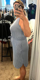 Ribbed Tank Dress - Charcoal (S-L) Sky Blue (1X-3X)