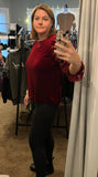 Dot Sleeve Velvet Top - Wine (S-L)