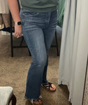 High Rise Step Hem Flare Jeans