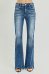 High Rise Step Hem Flare Jeans