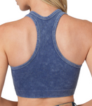 Ribbed Racerback Washed Cropped Tank - Light Olive or Ash Gray