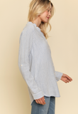 Frey Bottom Striped Long Sleeve Shirt - Light Blue (M)